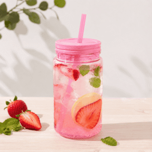 Gobelet avec paille - ROSE