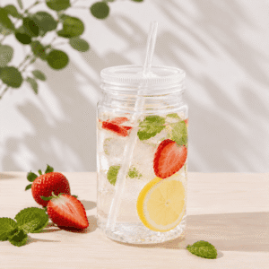 Gobelet avec paille - TRANSPARENT