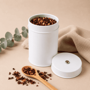 Boîte à Thé Métallique Hermétique (≈ 450 g) - BLANCHE