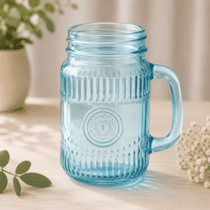 Verre vintage coloré avec poignée (473 ml) - BLEU