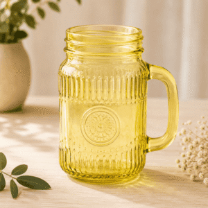 Verre vintage coloré avec poignée (473 ml) - JAUNE